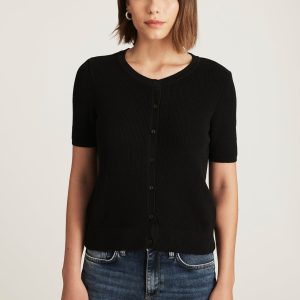 EDITION SHORT SLEEVE CARDIGAN IN BLACK