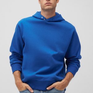 SNAP-BUTTON HOODIE IN TRUE BLUE
