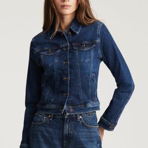 CECILIA DENIM JACKET IN DARK BRUSHED FLEX BLUE