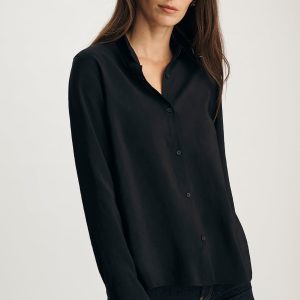 LUXE TOUCH TENCEL™ BUTTON-UP SHIRT IN BLACK