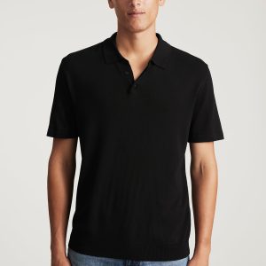 EDITION SHORT SLEEVE POLO SWEATER IN BLACK