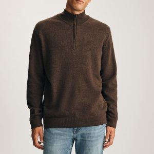 HALF ZIP SWEATER IN SEAL BROWN