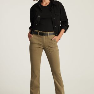VICKY PATCH POCKET BOOTCUT IN DARK OLIVE SATEEN