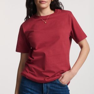 SHORT SLEEVE CREW NECK T-SHIRT IN RED OCHRE