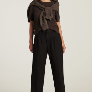 CHARLOTTE WIDE LEG IN BLACK SMART TWILL