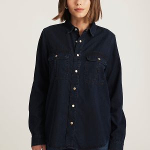 NIA DENIM SHIRT IN INK GOLD PREMIUM