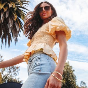 Trysta Cotton Smocked Peplum Top