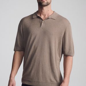 SHORT SLEEVE POLO SWEATER IN BRINDLE